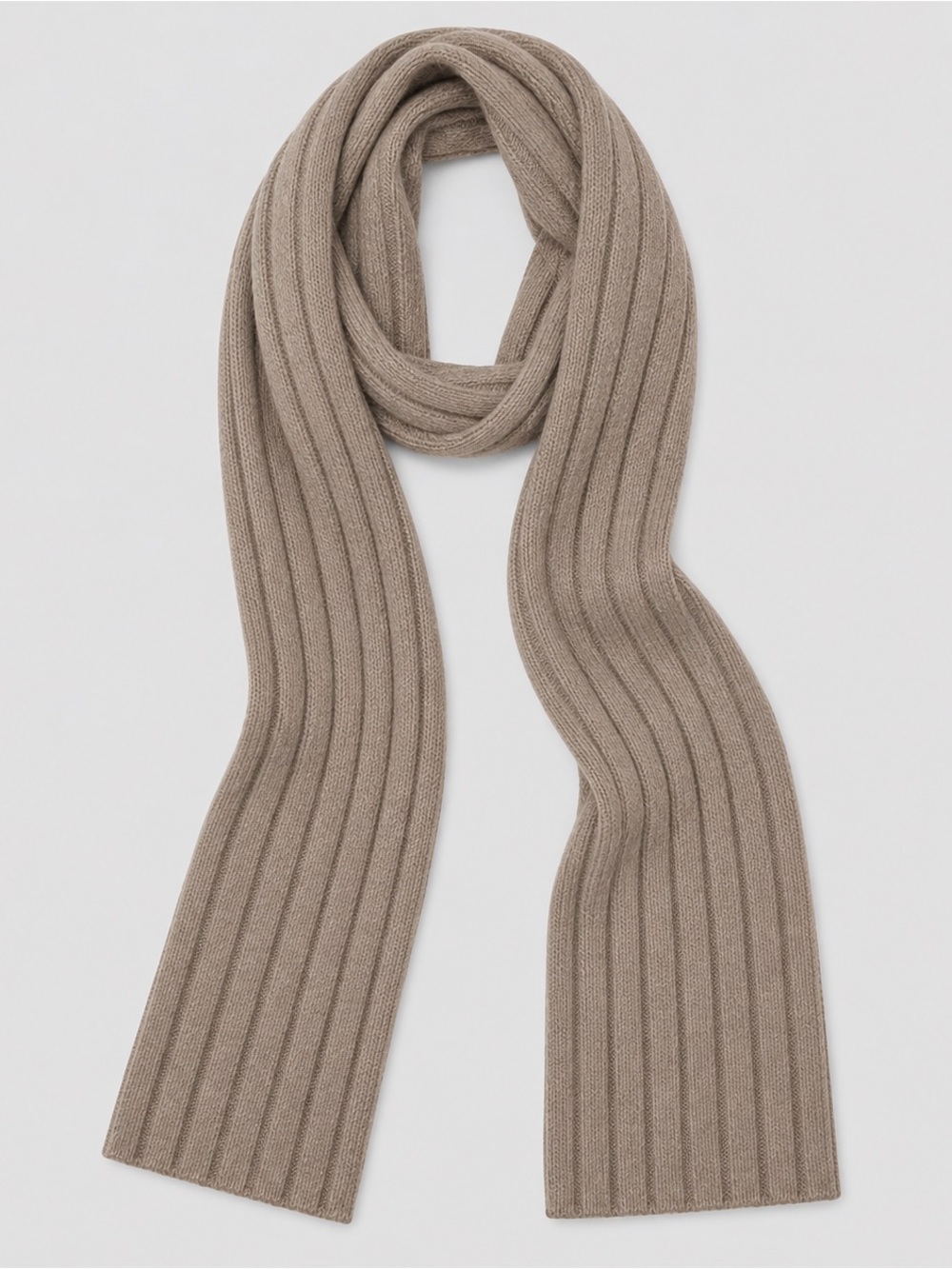 V Frass 100% Cashmere Scarf Quiet Luxury Preppy Soft Girl Neutral Scandi Ribbed